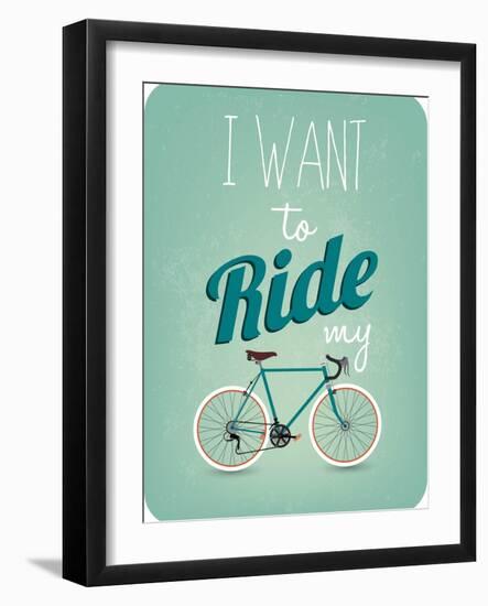 Retro Illustration Bicycle-Melindula-Framed Art Print