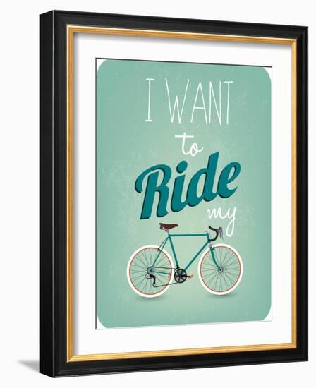 Retro Illustration Bicycle-Melindula-Framed Art Print