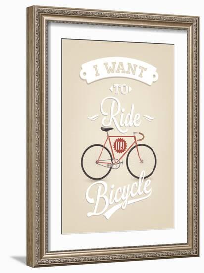 Retro Illustration Bicycle-Melindula-Framed Art Print