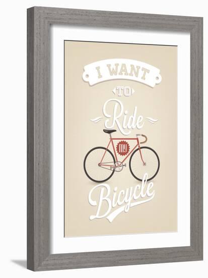 Retro Illustration Bicycle-Melindula-Framed Art Print