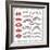 Retro Lips And Mustaches Elements Set-cherry blossom girl-Framed Art Print