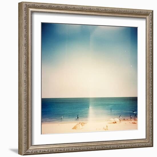 Retro Medium Format Photo. Sunny Day on the Beach. Grain, Blur Added as Vintage Effect.-donatas1205-Framed Photographic Print