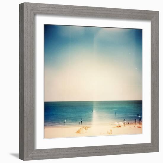 Retro Medium Format Photo. Sunny Day on the Beach. Grain, Blur Added as Vintage Effect.-donatas1205-Framed Photographic Print