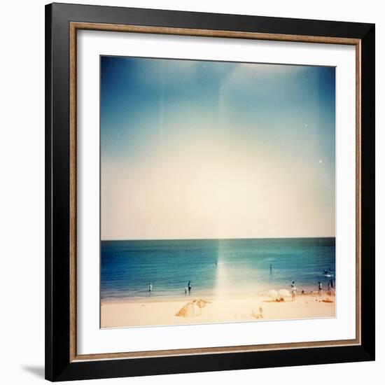 Retro Medium Format Photo. Sunny Day on the Beach. Grain, Blur Added as Vintage Effect.-donatas1205-Framed Photographic Print