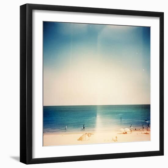 Retro Medium Format Photo. Sunny Day on the Beach. Grain, Blur Added as Vintage Effect.-donatas1205-Framed Photographic Print