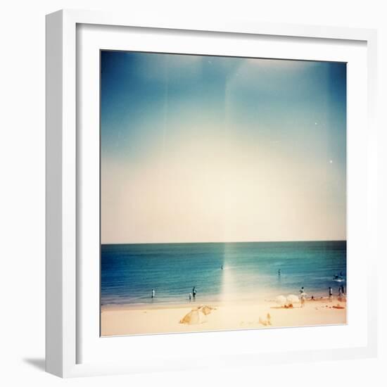 Retro Medium Format Photo. Sunny Day on the Beach. Grain, Blur Added as Vintage Effect.-donatas1205-Framed Photographic Print