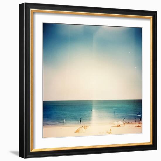 Retro Medium Format Photo. Sunny Day on the Beach. Grain, Blur Added as Vintage Effect.-donatas1205-Framed Photographic Print