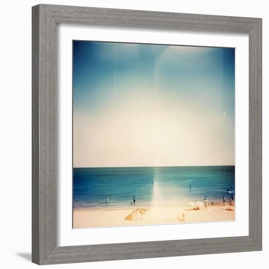 Retro Medium Format Photo. Sunny Day On The Beach. Grain, Blur Added As Vintage Effect-donatas1205-Framed Art Print