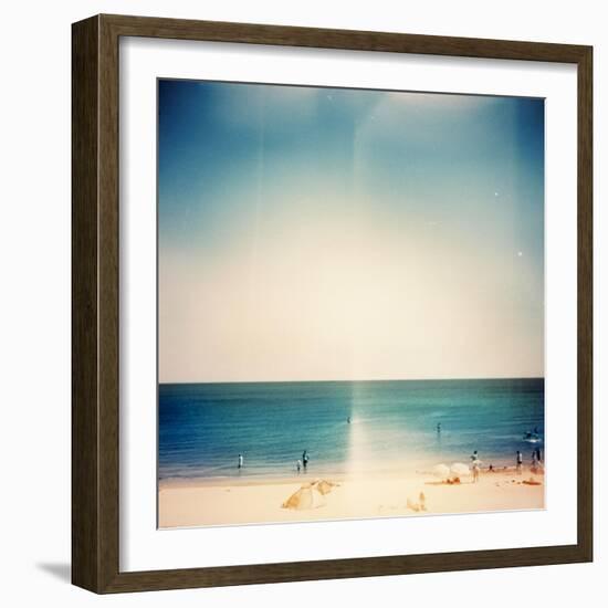 Retro Medium Format Photo. Sunny Day On The Beach. Grain, Blur Added As Vintage Effect-donatas1205-Framed Art Print