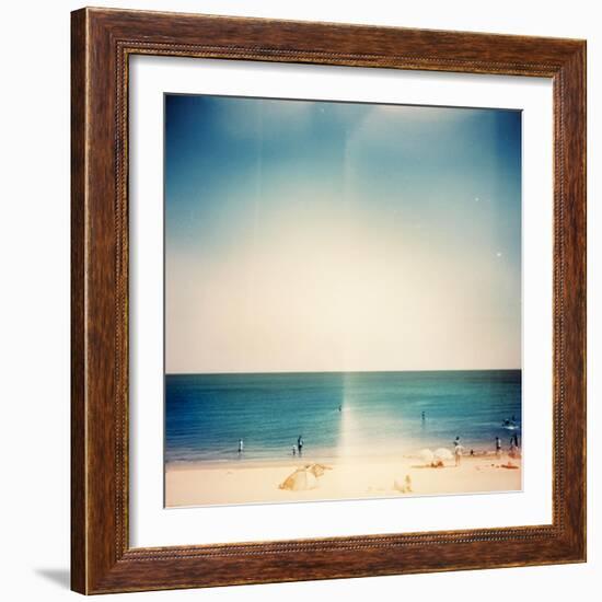 Retro Medium Format Photo. Sunny Day On The Beach. Grain, Blur Added As Vintage Effect-donatas1205-Framed Art Print