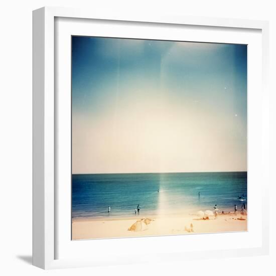 Retro Medium Format Photo. Sunny Day On The Beach. Grain, Blur Added As Vintage Effect-donatas1205-Framed Art Print