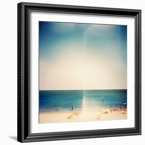 Retro Medium Format Photo. Sunny Day On The Beach. Grain, Blur Added As Vintage Effect-donatas1205-Framed Art Print