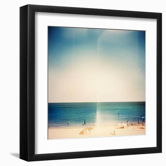 Retro Medium Format Photo. Sunny Day On The Beach. Grain, Blur Added As Vintage Effect-donatas1205-Framed Art Print