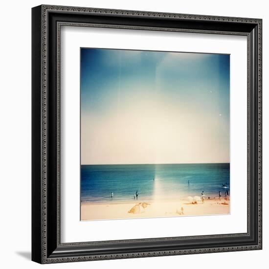 Retro Medium Format Photo. Sunny Day On The Beach. Grain, Blur Added As Vintage Effect-donatas1205-Framed Art Print