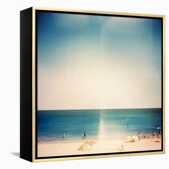 Retro Medium Format Photo. Sunny Day On The Beach. Grain, Blur Added As Vintage Effect-donatas1205-Framed Stretched Canvas