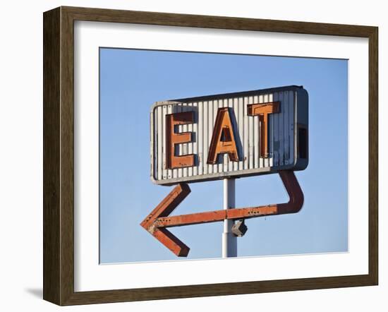 Retro Neon Eat Sign Ruin in Early Morning Light.-trekandshoot-Framed Photographic Print