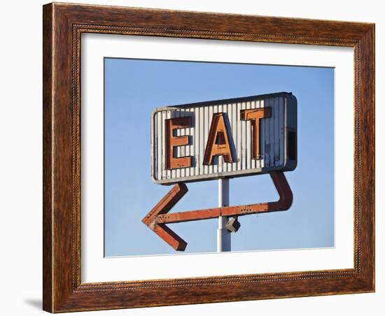 Retro Neon Eat Sign Ruin in Early Morning Light.-trekandshoot-Framed Photographic Print