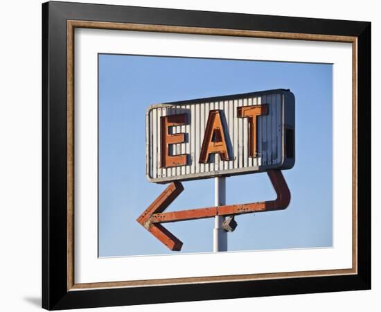 Retro Neon Eat Sign Ruin in Early Morning Light.-trekandshoot-Framed Photographic Print