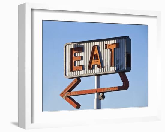 Retro Neon Eat Sign Ruin in Early Morning Light.-trekandshoot-Framed Photographic Print