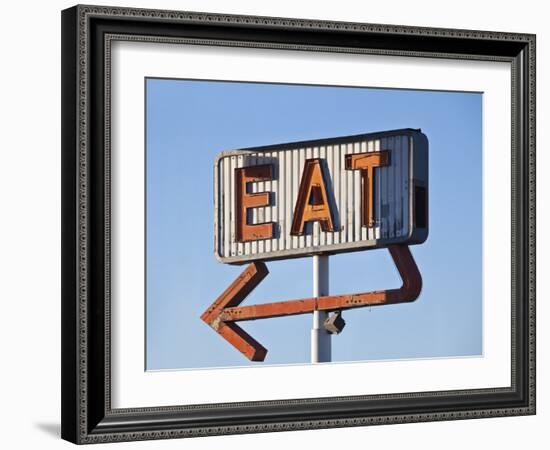 Retro Neon Eat Sign Ruin in Early Morning Light.-trekandshoot-Framed Photographic Print