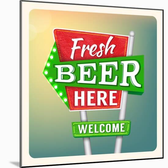 Retro Neon Sign Beer-anna42f-Mounted Art Print