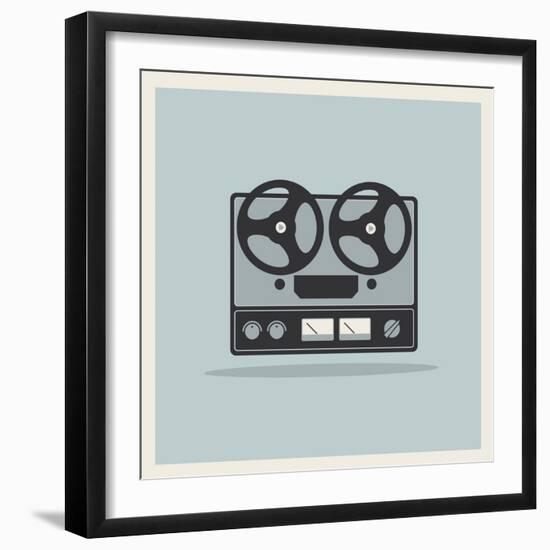 Retro Open Reel Tape Deck Stereo Recorder Player Vector-Viktorus-Framed Art Print