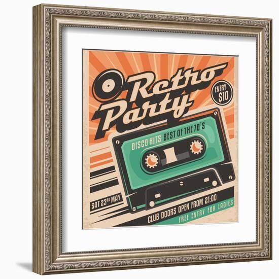 Retro Party Poster Design-Lukeruk-Framed Art Print