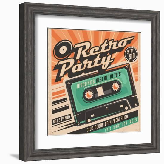 Retro Party Poster Design-Lukeruk-Framed Art Print