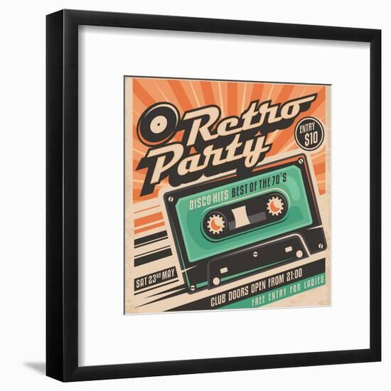 Retro Party Poster Design-Lukeruk-Framed Art Print