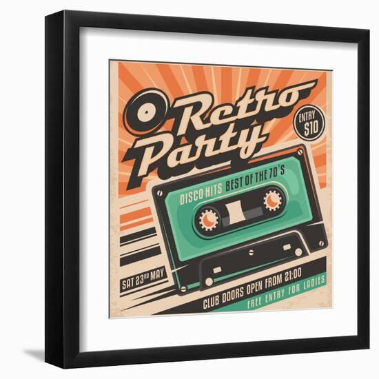 Retro Party Poster Design-Lukeruk-Framed Art Print