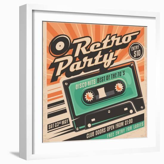 Retro Party Poster Design-Lukeruk-Framed Art Print