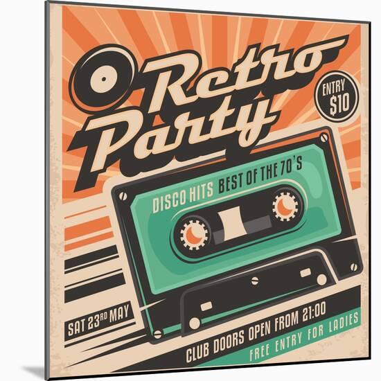 Retro Party Poster Design-Lukeruk-Mounted Art Print