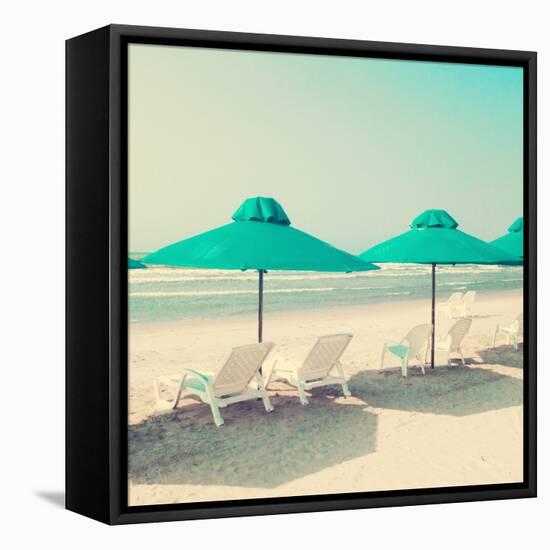 Retro Pastel Beach-Andrekart Photography-Framed Stretched Canvas