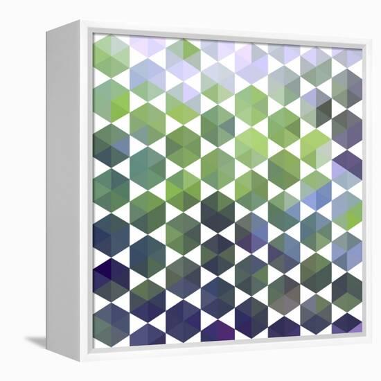 Retro Pattern of Geometric Hexagon Shapes-Little_cuckoo-Framed Stretched Canvas