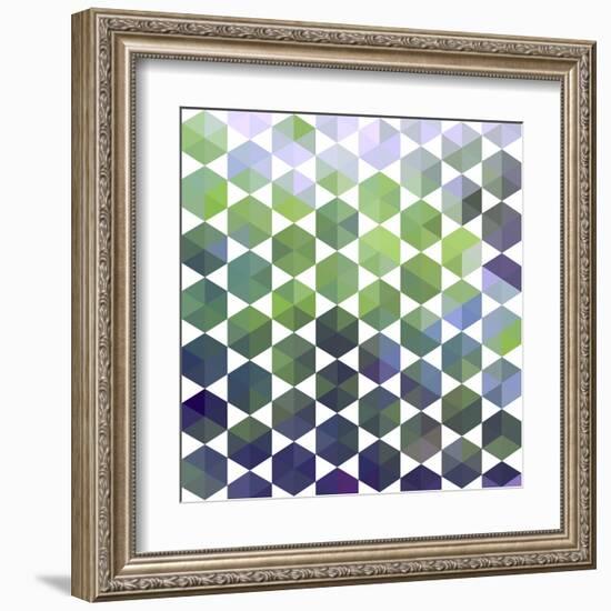 Retro Pattern of Geometric Hexagon Shapes-Little_cuckoo-Framed Art Print