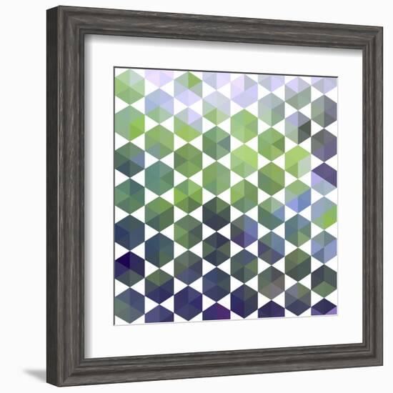 Retro Pattern of Geometric Hexagon Shapes-Little_cuckoo-Framed Art Print