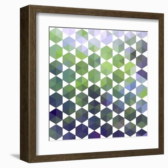 Retro Pattern of Geometric Hexagon Shapes-Little_cuckoo-Framed Art Print