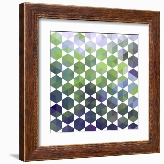 Retro Pattern of Geometric Hexagon Shapes-Little_cuckoo-Framed Art Print