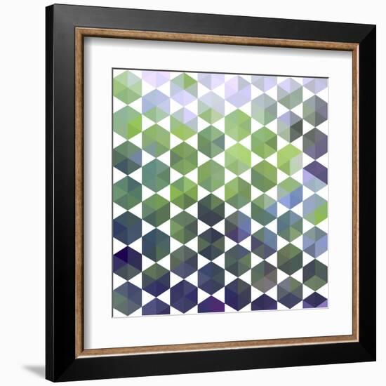 Retro Pattern of Geometric Hexagon Shapes-Little_cuckoo-Framed Art Print