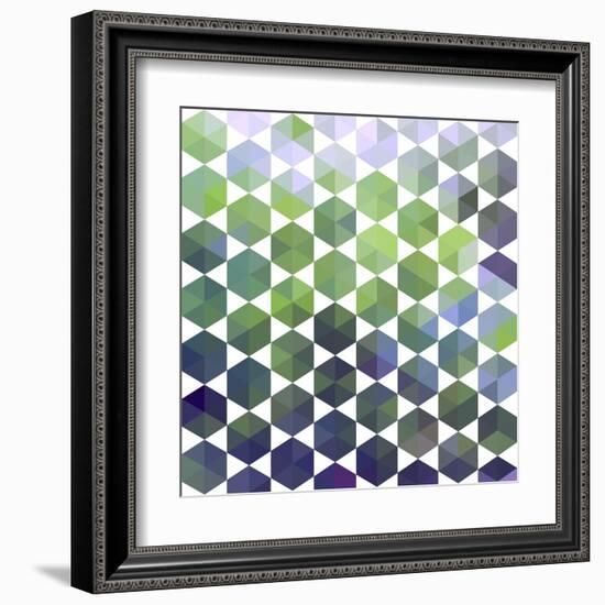 Retro Pattern of Geometric Hexagon Shapes-Little_cuckoo-Framed Art Print