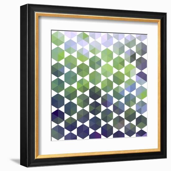 Retro Pattern of Geometric Hexagon Shapes-Little_cuckoo-Framed Art Print