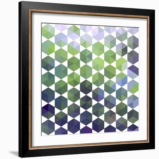 Retro Pattern of Geometric Hexagon Shapes-Little_cuckoo-Framed Art Print