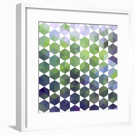 Retro Pattern of Geometric Hexagon Shapes-Little_cuckoo-Framed Premium Giclee Print