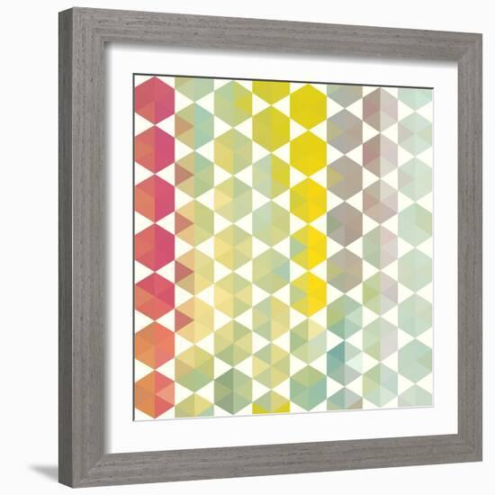 Retro Pattern of Geometric Hexagon Shapes-Little_cuckoo-Framed Art Print