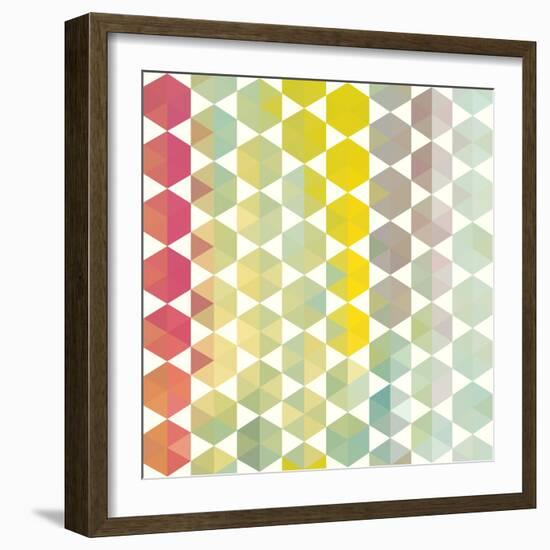 Retro Pattern of Geometric Hexagon Shapes-Little_cuckoo-Framed Art Print