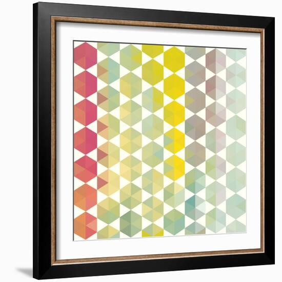 Retro Pattern of Geometric Hexagon Shapes-Little_cuckoo-Framed Art Print