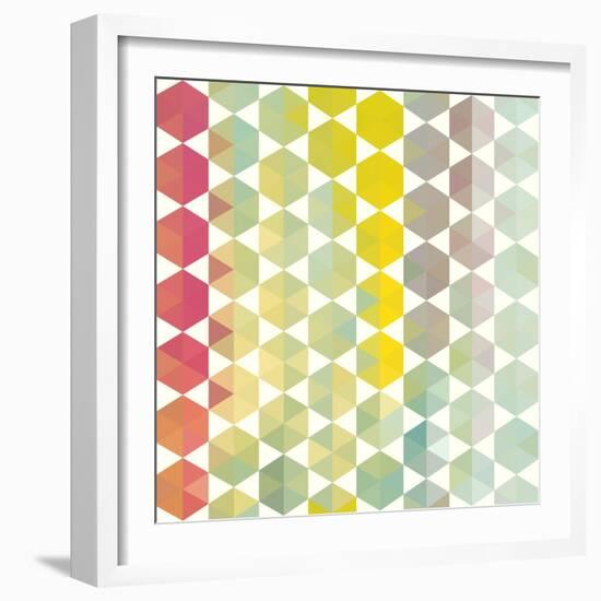 Retro Pattern of Geometric Hexagon Shapes-Little_cuckoo-Framed Art Print