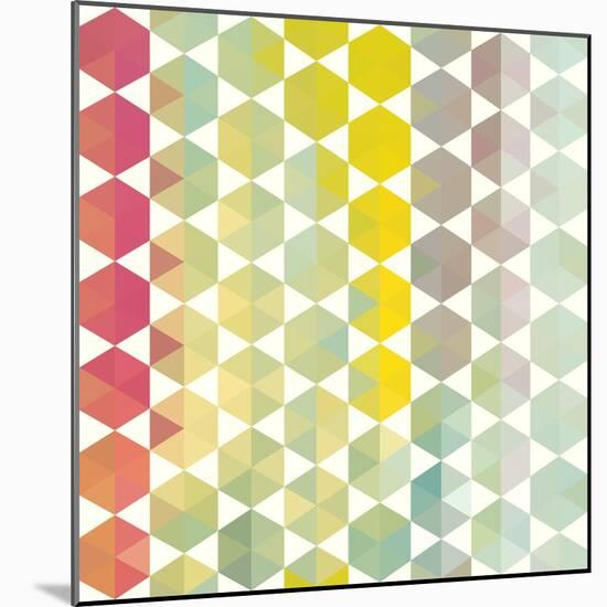 Retro Pattern of Geometric Hexagon Shapes-Little_cuckoo-Mounted Art Print