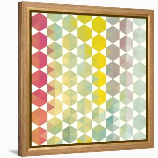 Retro Pattern of Geometric Hexagon Shapes-Little_cuckoo-Framed Stretched Canvas