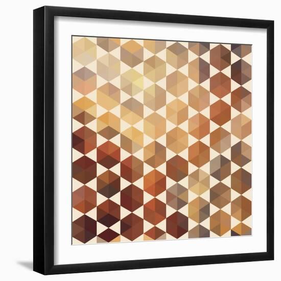 Retro Pattern of Geometric Hexagon Shapes-Little_cuckoo-Framed Art Print